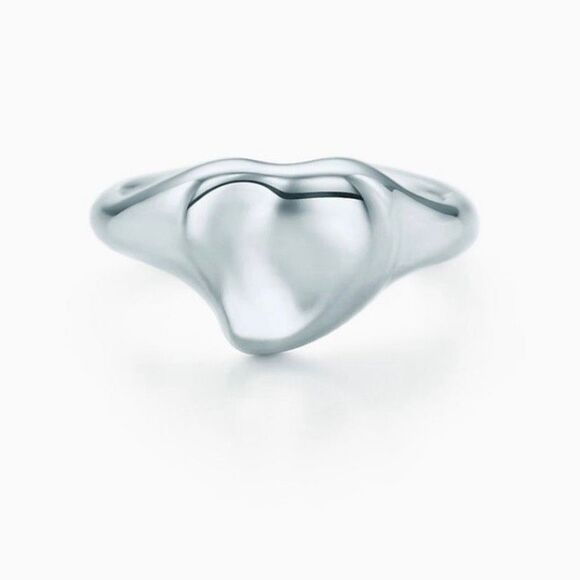 Tiffany & Co Elsa Peretti Full Heart Ring - Silver - sz 7.5 - Picture 1 of 7
